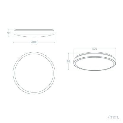 Plafón LED 24W Circular Metal Ø500 mm CCT Seleccionable Bari