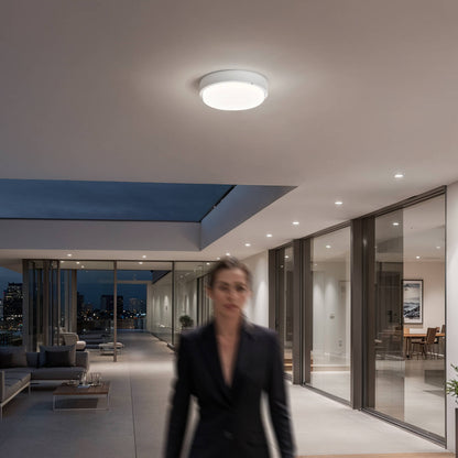 Plafón LED 25W Circular para Exterior Ø175 mm IP65 con Detector de Movimiento Hublot White