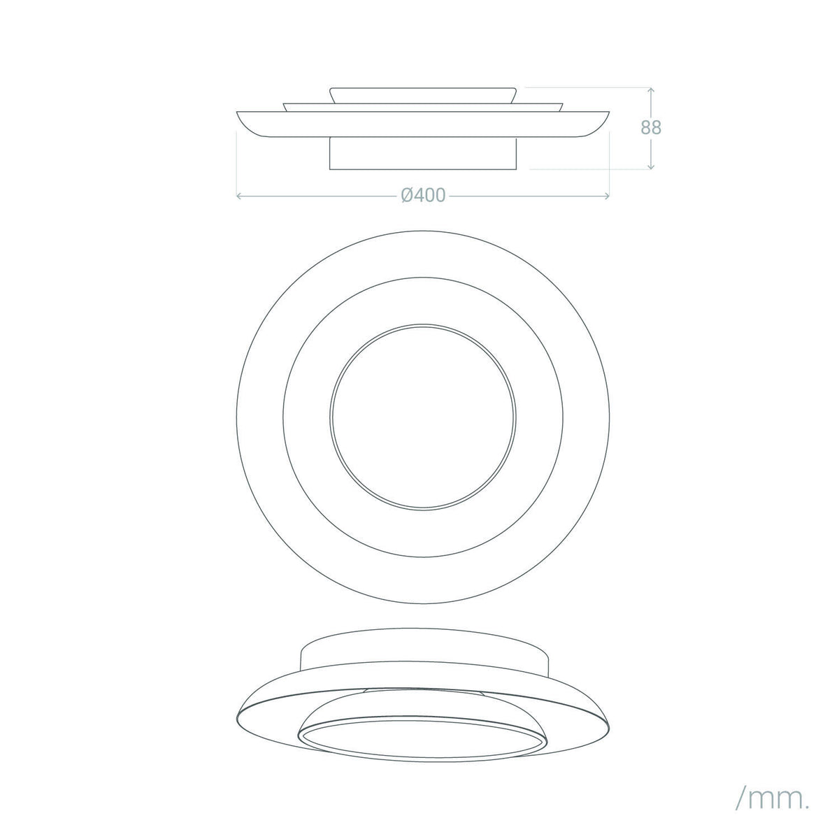 Plafón LED 26W Circular Metal Ø400 mm CCT Seleccionable Handen Telmor