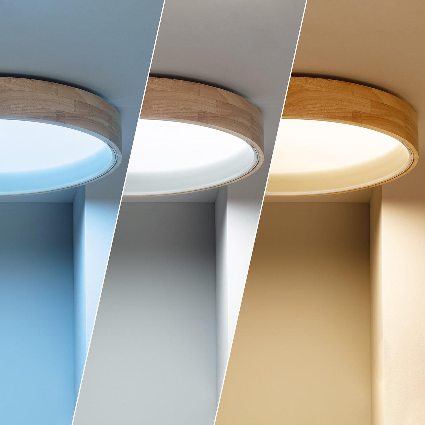 Plafón LED 30W Circular Madera y Aluminio Ø570 mm CCT Seleccionable Dari