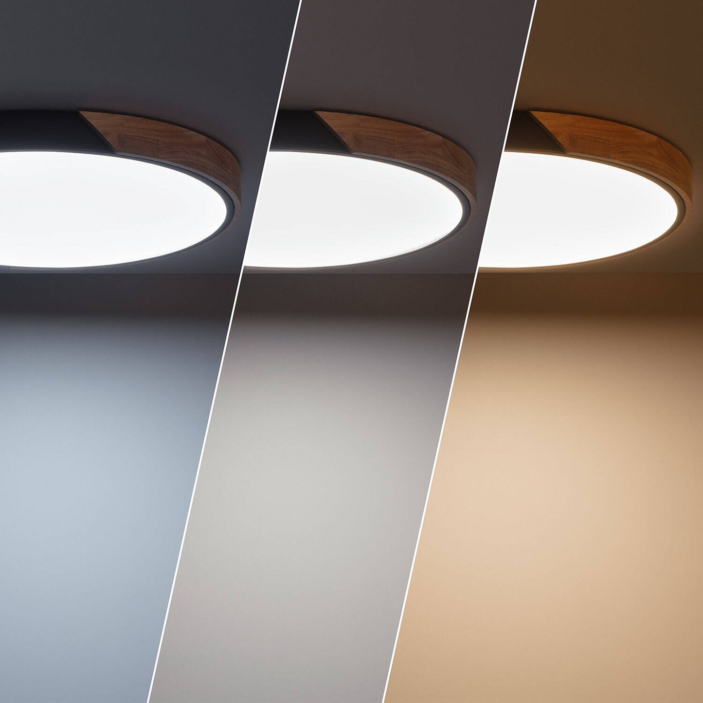 Plafón LED 36W Circular Madera y Aluminio Ø500 mm CCT Seleccionable Semi-Dari