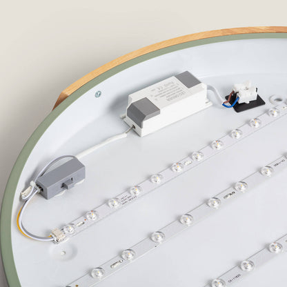Plafón LED 36W Circular Madera y Aluminio Ø500 mm CCT Seleccionable Semi-Dari