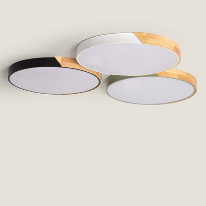Plafón LED 36W Circular Madera y Aluminio Ø500 mm CCT Seleccionable Semi-Dari