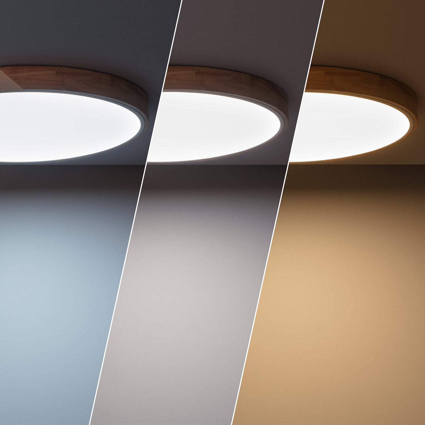 Plafón LED 36W Circular Madera y Aluminio Ø500 mm CCT Seleccionable Semi-Dari