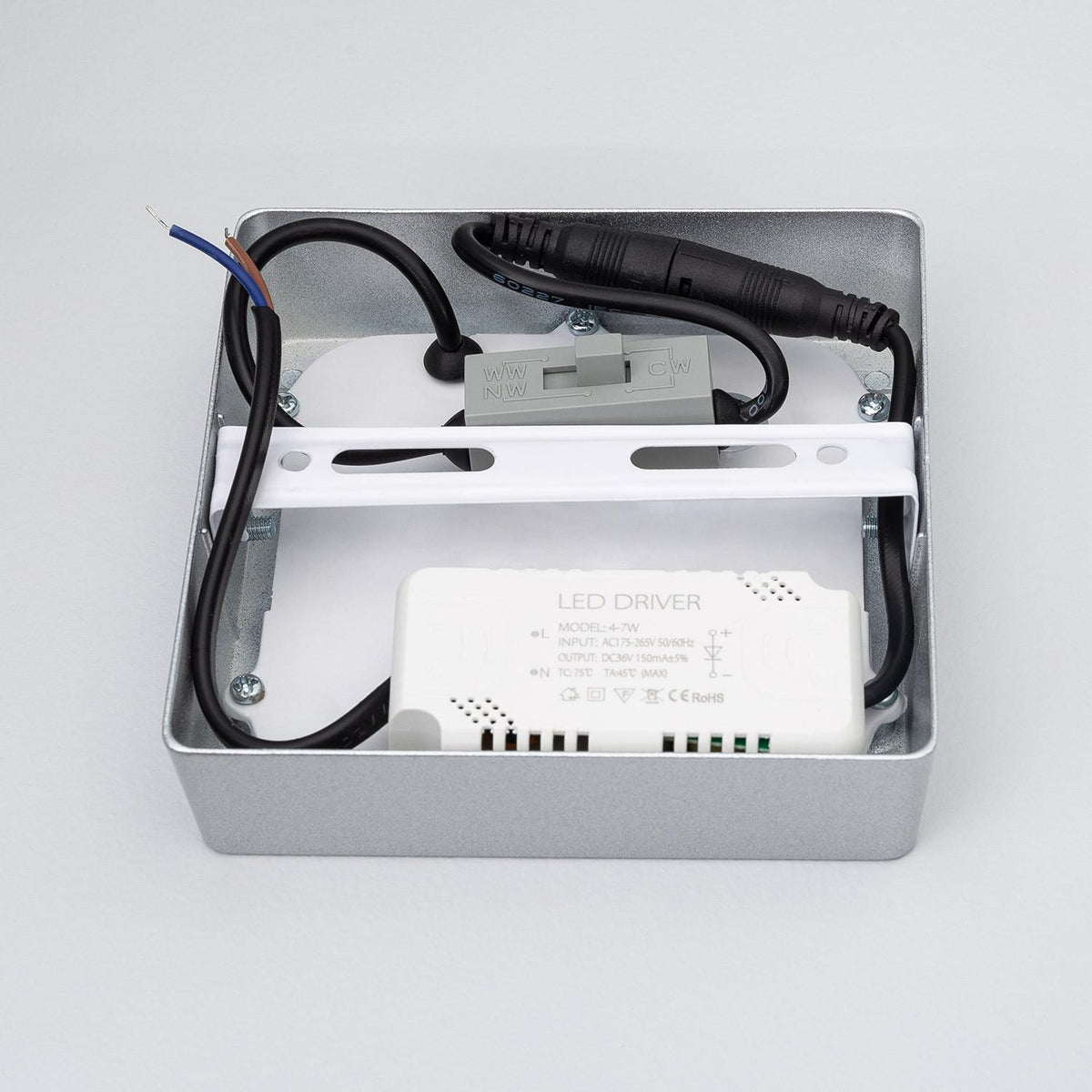 Plafón LED 6W Cuadrado Aluminio 105x105 mm Slim CCT Seleccionable Galán SwitchDimm