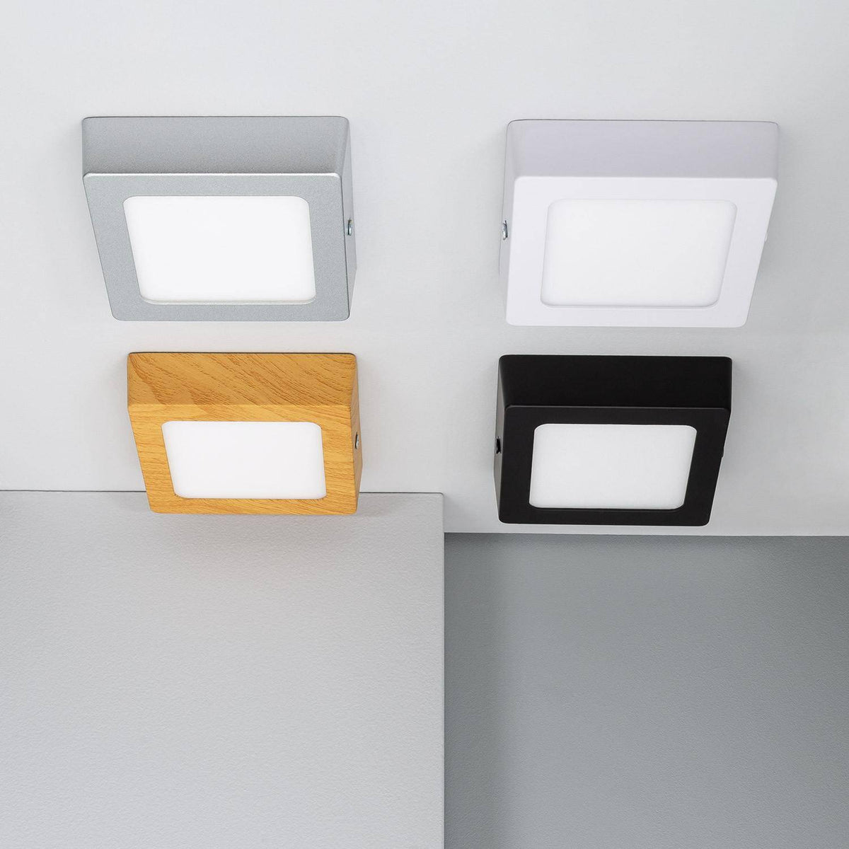 Plafón LED 6W Cuadrado Aluminio 105x105 mm Slim CCT Seleccionable Galán SwitchDimm