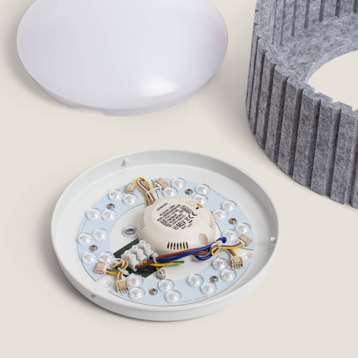 Plafón LED Acústico 9W Circular Fieltro Ø300 mm CCT Seleccionable Kaptyn