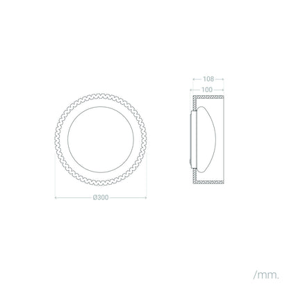 Plafón LED Acústico 9W Circular Fieltro Ø300 mm CCT Seleccionable Kaptyn