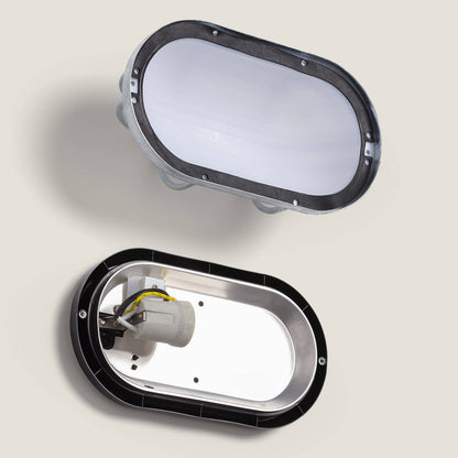 Plafón Oval para Exterior 260x146 mm Hublot Fjord Acero Galvanizado