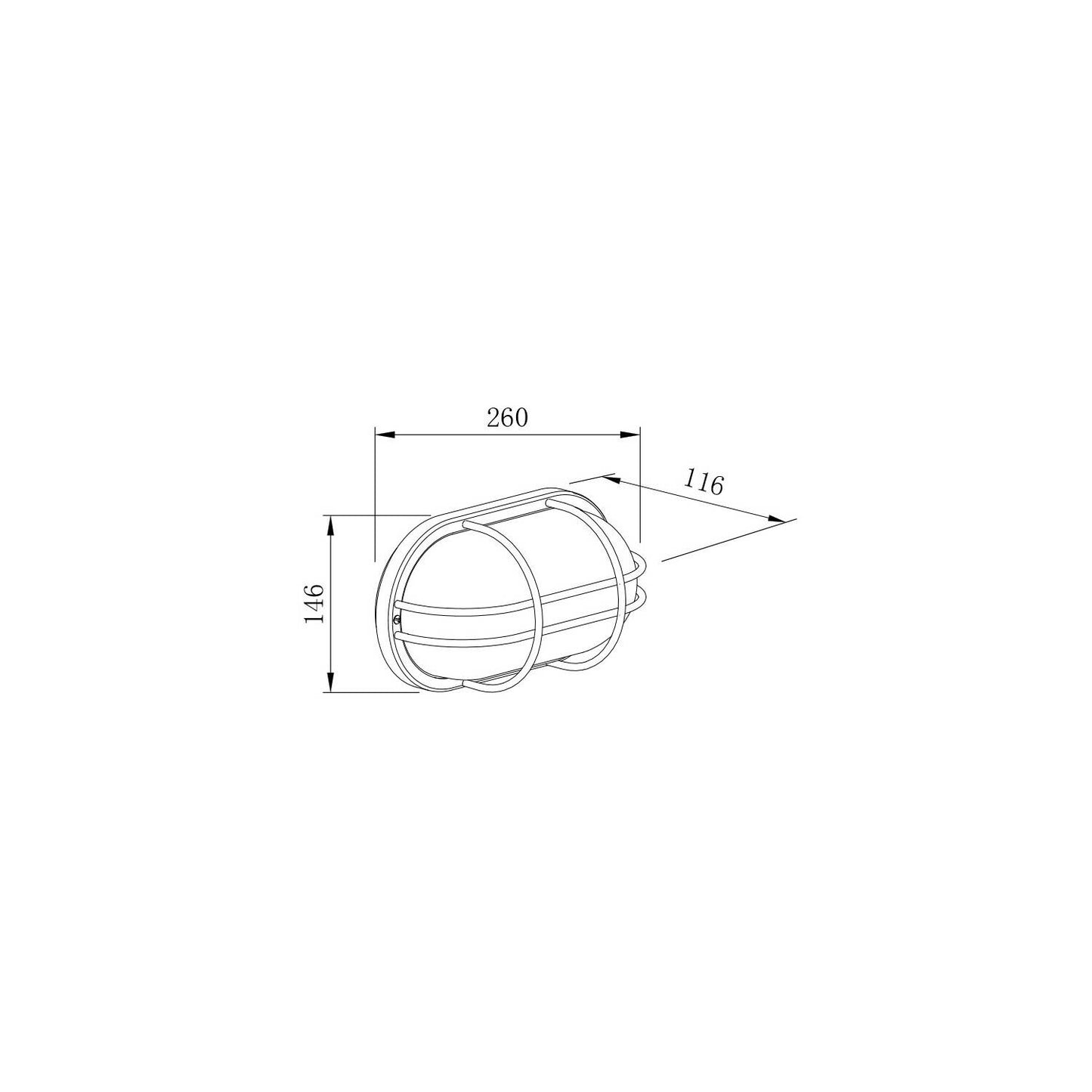Plafón Oval para Exterior 260x146 mm Hublot Fjord Acero Galvanizado
