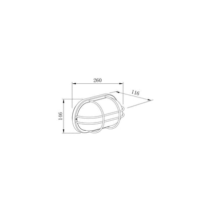 Plafón Oval para Exterior 260x146 mm Hublot Fjord Acero Galvanizado
