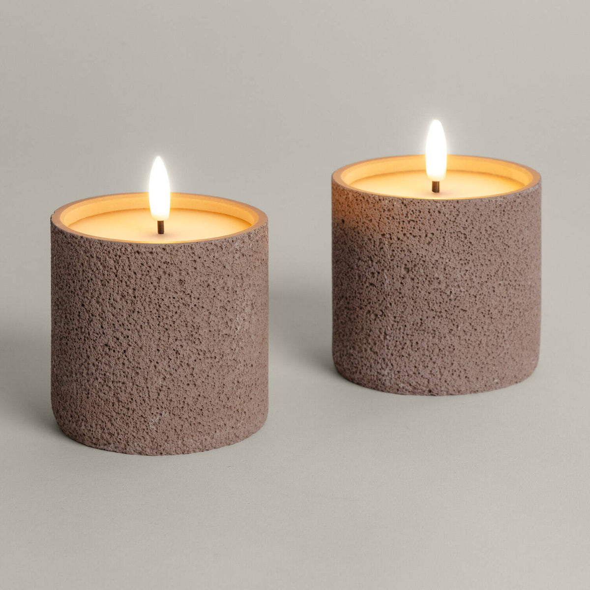Set de 2 velas LED de Cera y Cemento Exterior Orena