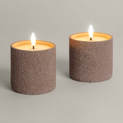 Set de 2 velas LED de Cera y Cemento Exterior Orena