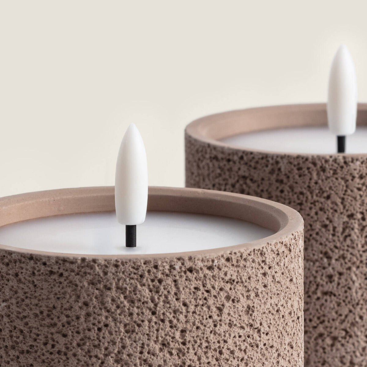 Set de 2 velas LED de Cera y Cemento Exterior Orena
