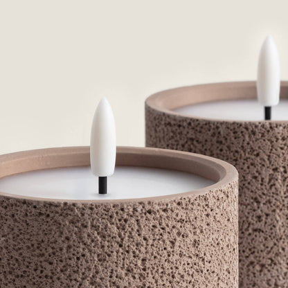 Set de 2 velas LED de Cera y Cemento Exterior Orena