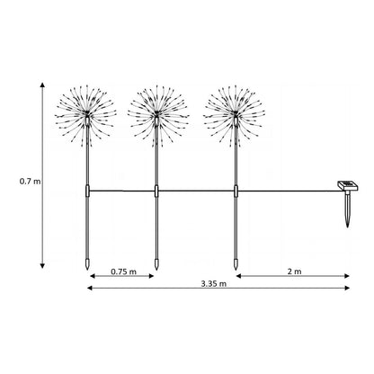 Set de 3 Pinchos LED Exterior Solar Diente de Leon