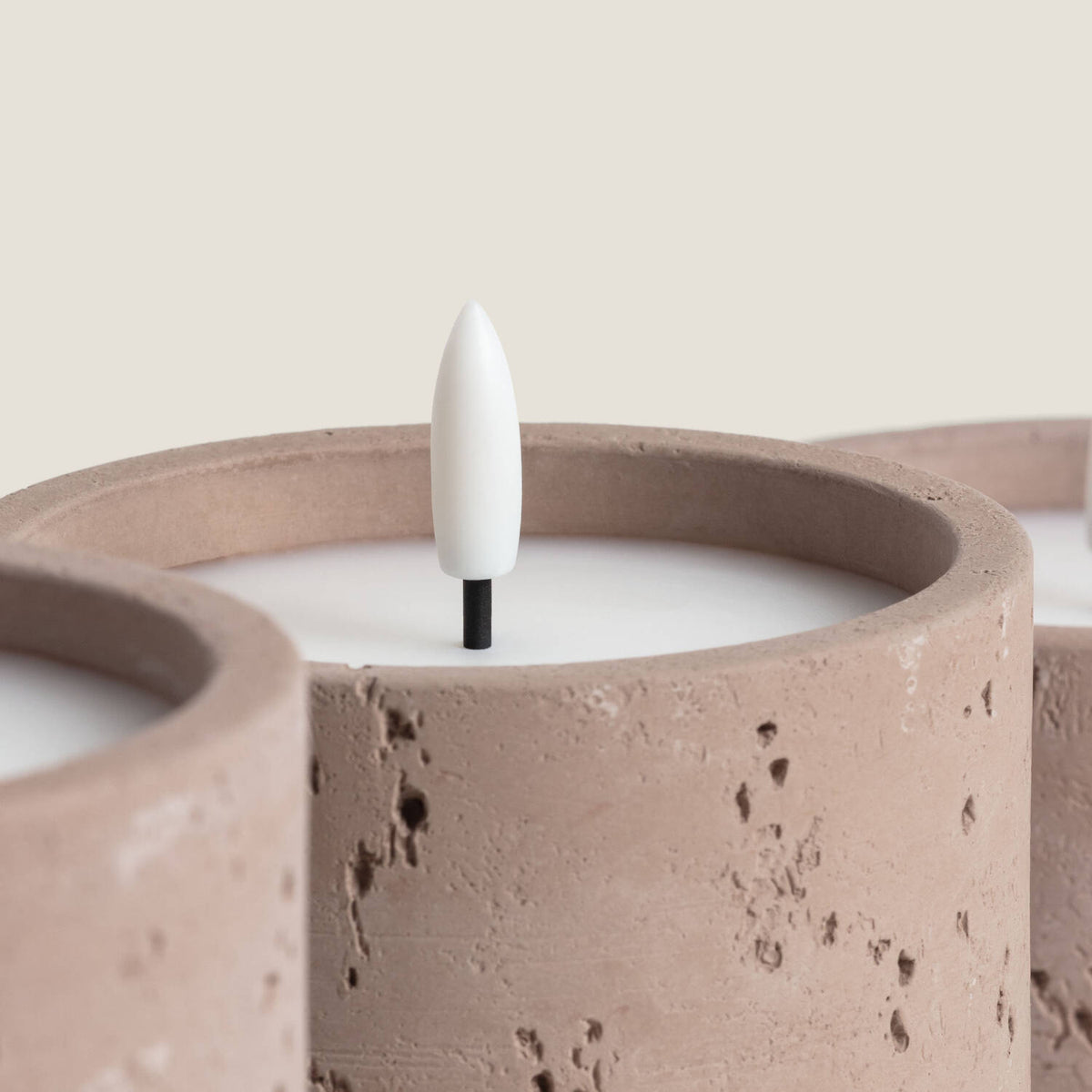 Set de 3 Velas LED Decorativas de Cera y Cemento Exterior Duna
