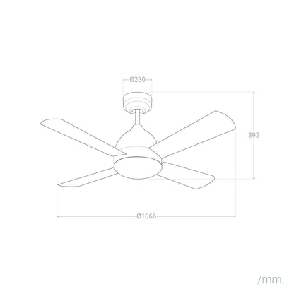 Ventilador de Techo Borneo Negro Aspas Reversibles 106.6cm Motor AC LEDS-C4 VE-0006-MAR