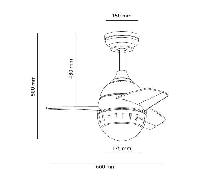 Ventilador de Techo LED Negro 66cm Modern