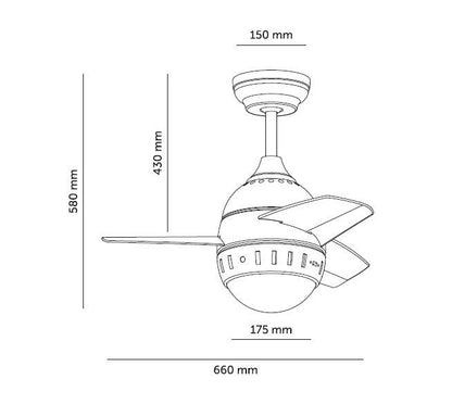 Ventilador de Techo LED Negro 66cm Modern