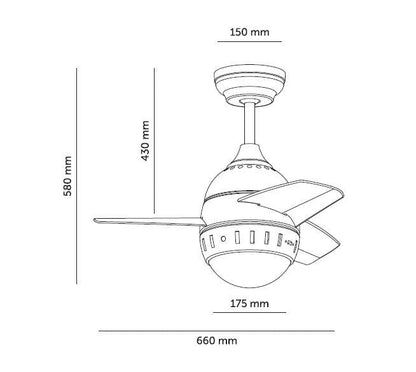 Ventilador de Techo LED Negro 66cm Modern