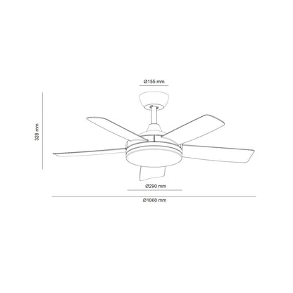 Ventilador de Techo Silencioso Patroclo Blanco 106cm Motor DC