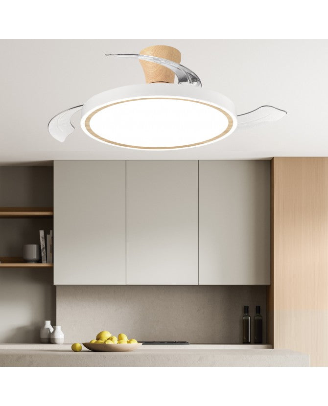 Ventilador de Techo LED KUPER Madera | Blanco Ø40cm