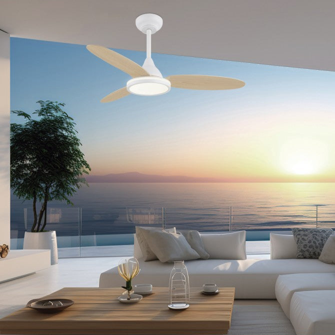 LED Ceiling Fan MAHON White | Black | Wood Ø107cm