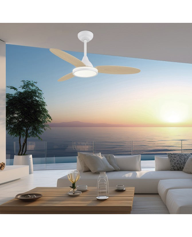 Ventilador de Techo LED MAHON Blanco | Negro | Madera Ø107cm