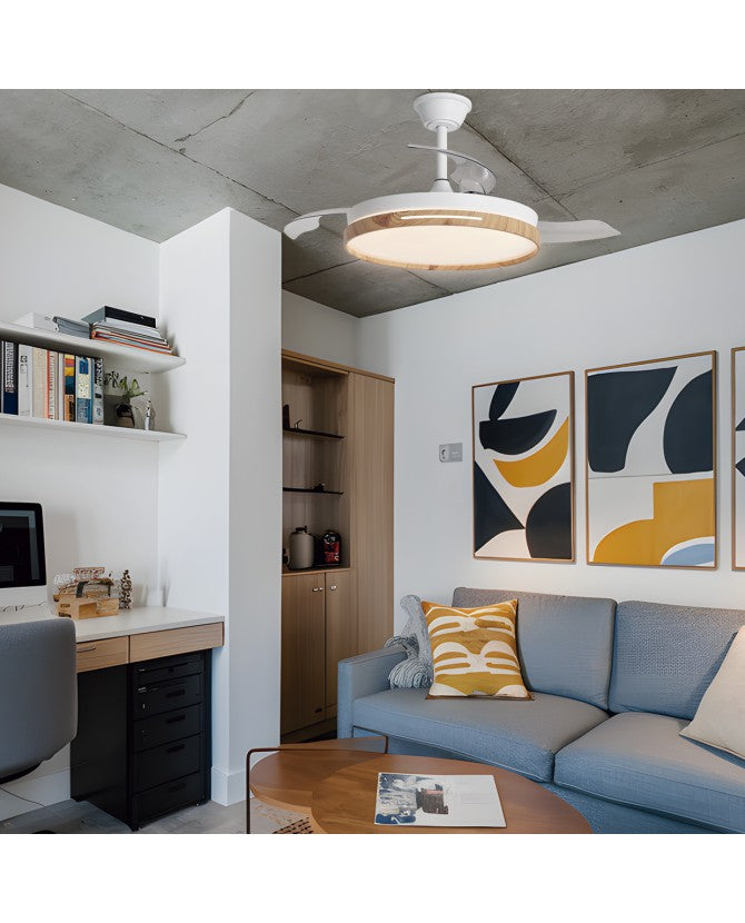 Ventilador de techo LED MINI TOGO Blanco | Madera | Negro | Plata 40cm