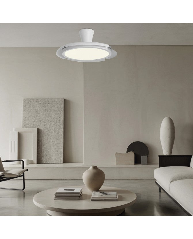 Ventilador de techo LED QATAR Blanco o Madera 50cm