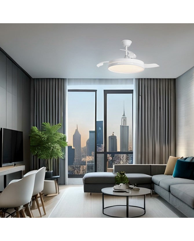 Ventilador de Techo LED TOGO Blanco | Plata | Madera Ø50cm